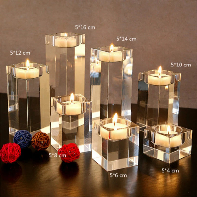 Crystal Glass Romantic Candle Holder – Elegant Tealight Candlestick for Wedding, Home & Party Decor