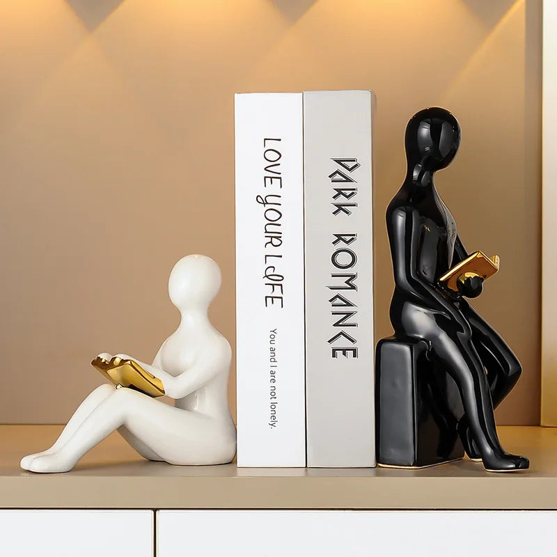 Reading Couple Sculptural Bookends