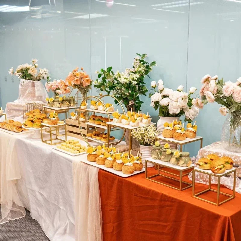 Wedding Dessert Table Display Set, Cake Stand, Buffet Candy Bar, Banquet Tea Break Plates, Cupcake, Food Drinks Holder 6-13 PCS