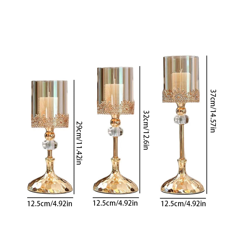 Elegant Gold Crystal Candle Holders