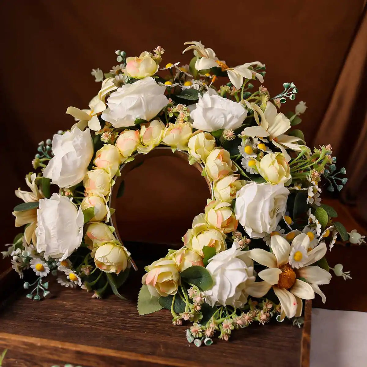 Women Girl Hair Accessories Headband Festival Big Flower Crown Wreath Decoration For The Hair Wedding Party Bride Headwear ﻿