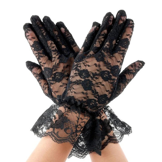 New Arrival Black White Red Short Lace Gloves Cheap Bride Gloves For Bride Finger Guantes 2025