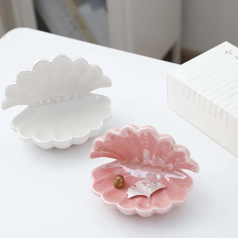 Ceramic Shell Jewelry Plate Earring Jewelry Storage Plate Display Plate Dressing Table Home Creative Handicraft Small Ornaments