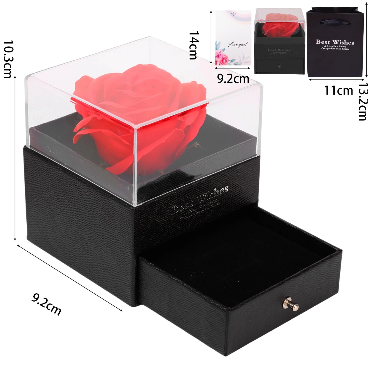 Rose Flower Gifts Box for Women Girlfriends New Fashion Valentine Jewelry Gift Ring & Necklace Gift Boxes Accessory Storage