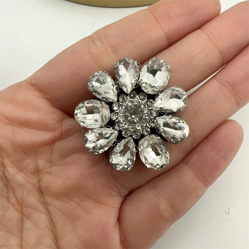 10PCS  Handmade flower shape beaded patches for clothing DIY rhinestone sequins Sew on appliques for clothes