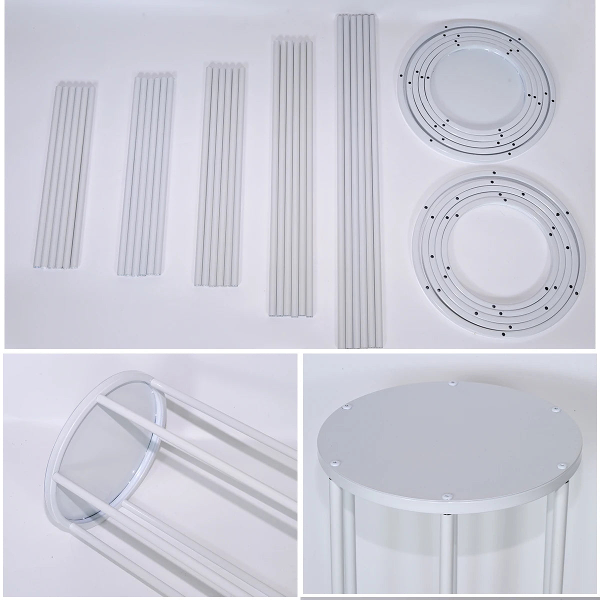 White Cylinders Cake Table Party Wedding Decoration Cylindrical Cloth Cover Stand Dessert Bar Photograph Background