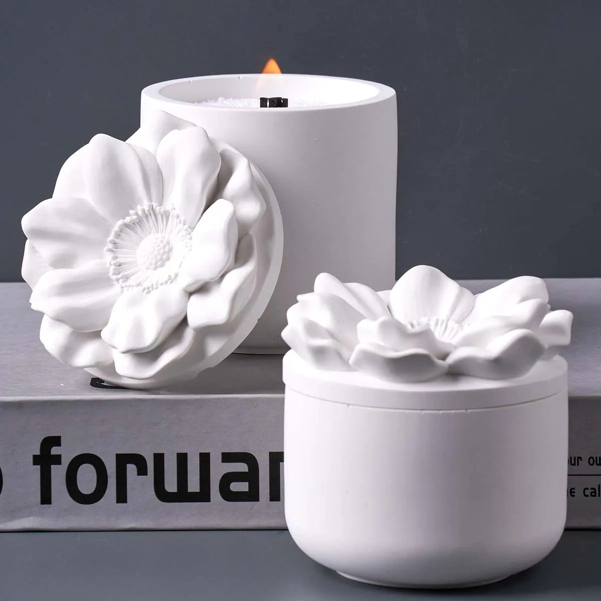 Flower Candle Jar Silicone Mold DIY Handmade Cylinder Flowerpot Plaster Resin Storage Box Craft Casting Molds Home Decor Supplie