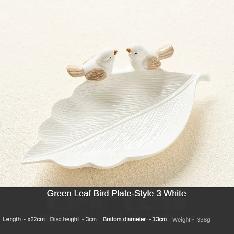 New Cute Bird Dim Sum Tray Ceramic Jewelry Storage Tray Creative Shelf Dim Sum Tray Home Tea Table Desktop Decoration Gifts