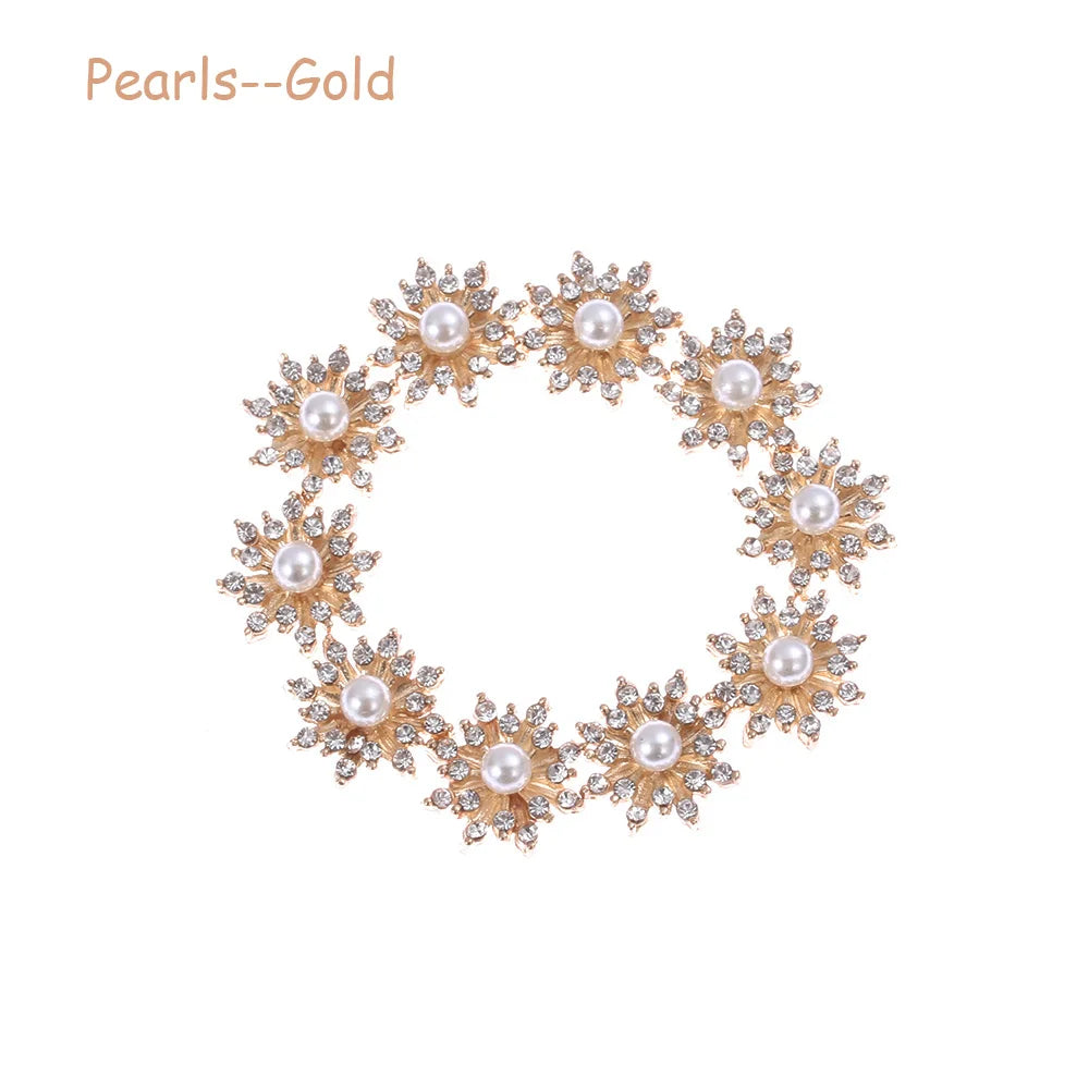 10PCS 16MM Clothing Decoration Hairpin Accessories Flatback Rhinestone Button Pearl Buckle Snowflake Buttons Apparel Sewing