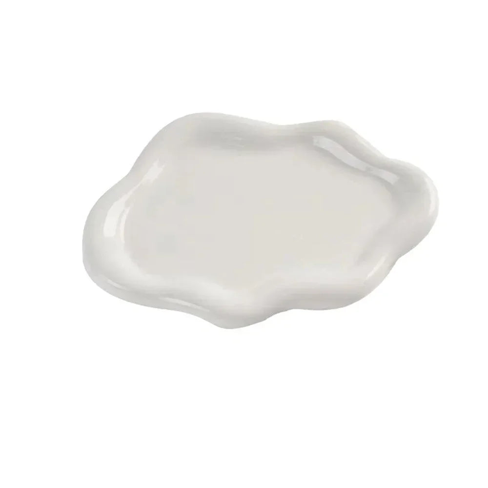 Jewelry Dish Creative White Cloud Shape Ceramic Plate Carving Plaster Decor Watch Keys Tray Holder Household Storage Ornament