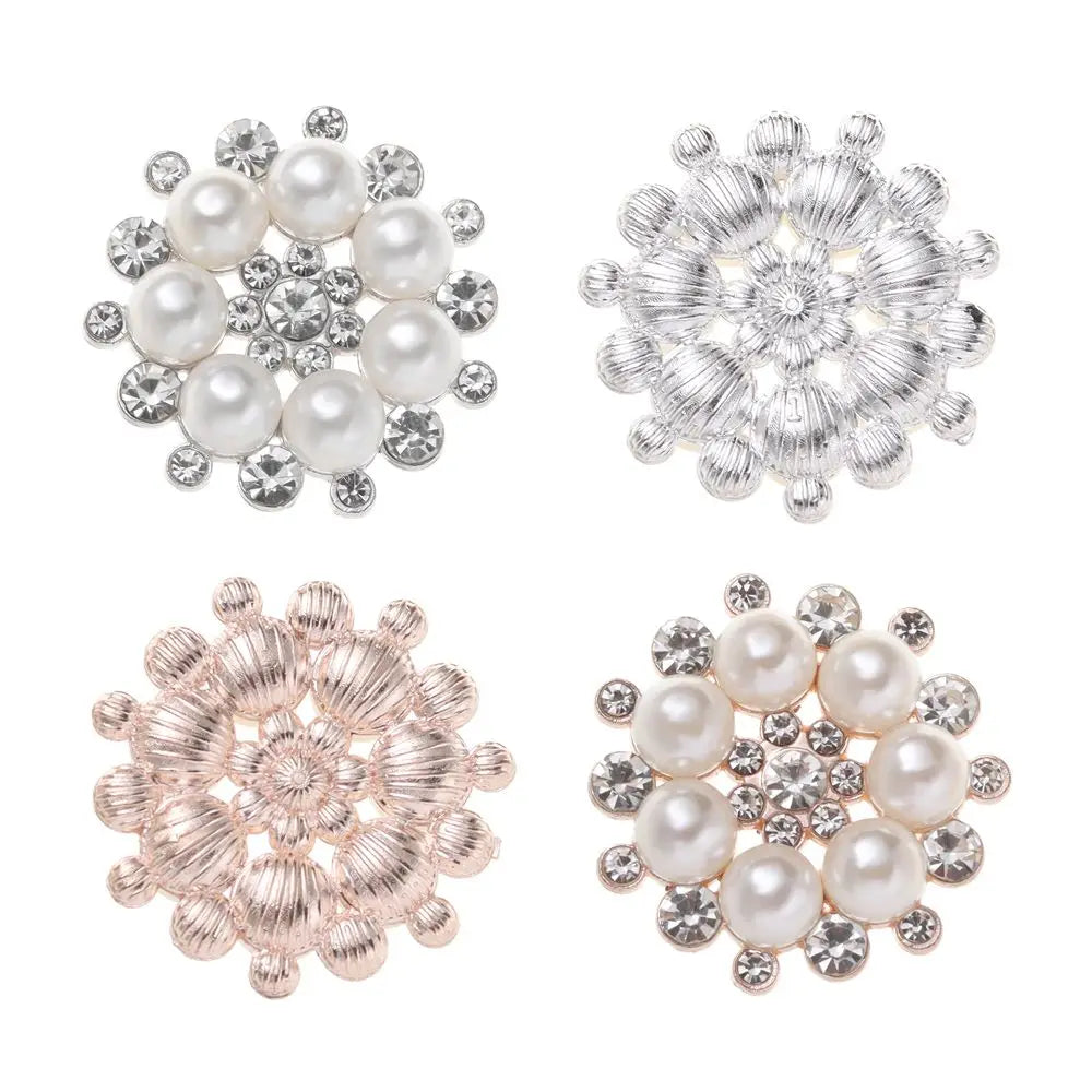 5Pcs Apparel  Accessories Bag Hairpin Rhinestone Buttons Sewing Buttons Crystal Glass Stone Pearl Flower Buttons