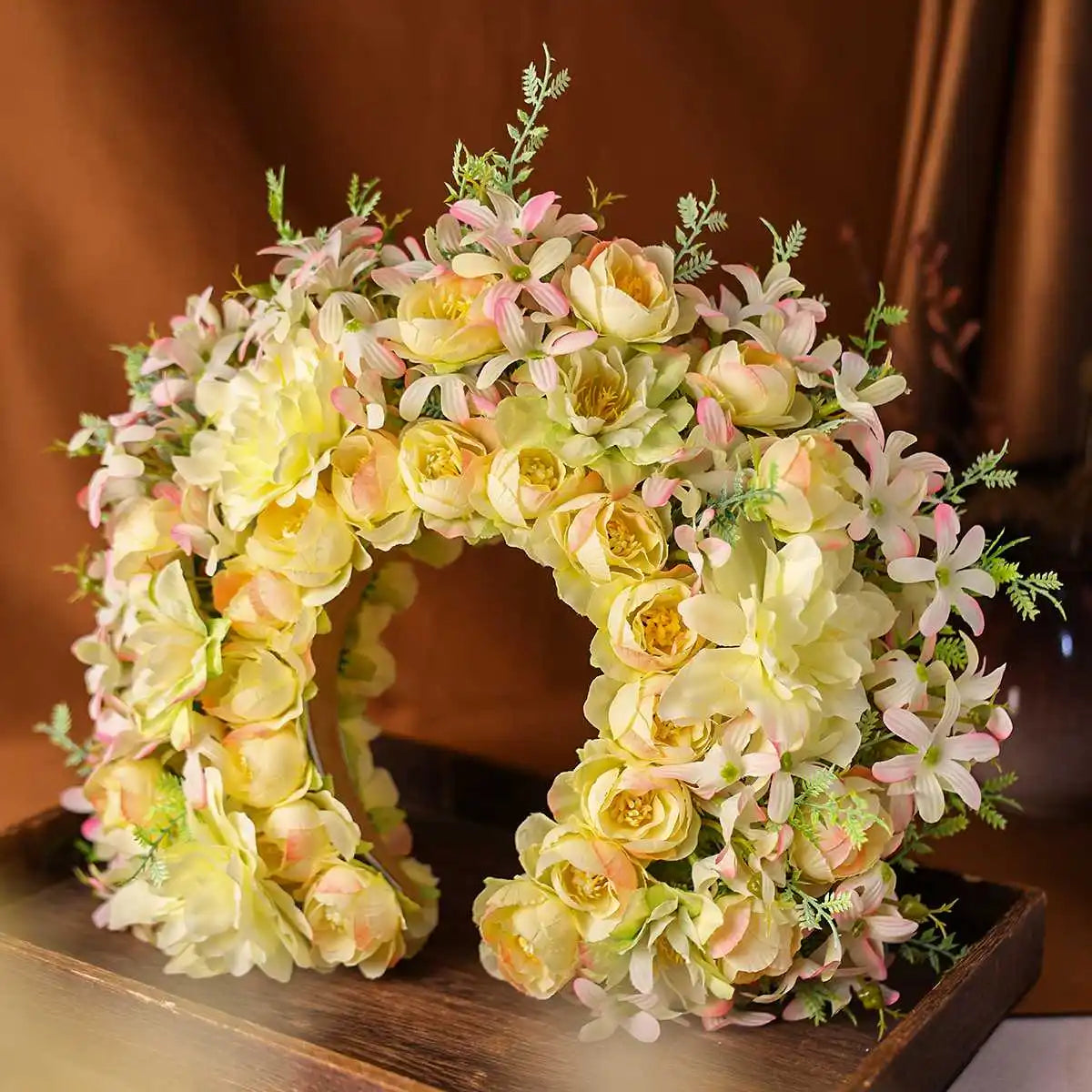 Women Girl Hair Accessories Headband Festival Big Flower Crown Wreath Decoration For The Hair Wedding Party Bride Headwear ﻿