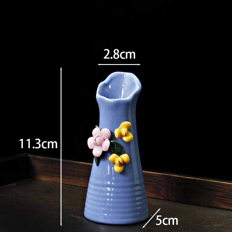 Hand-painted Vase Ornaments Ceramic Mini Flower Inserted Dry Flower Fragrance Bottle Home Desktop Decoration Crafts