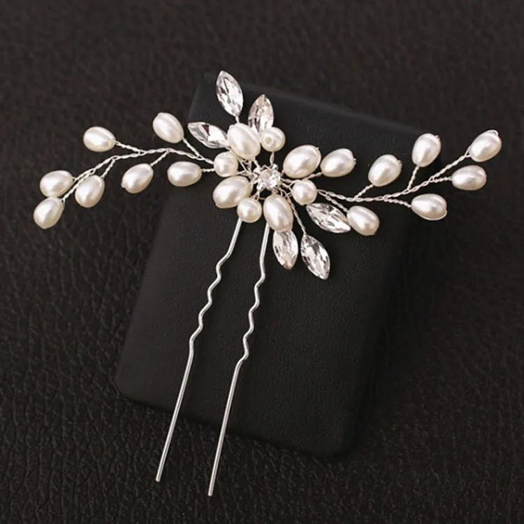 Wedding Crystal Pearl Hair Pins Wedding Hairpins Bridal Hair Accessories Bridesmaid Crystal U-shaped Hair Sticks Hair Jewelry