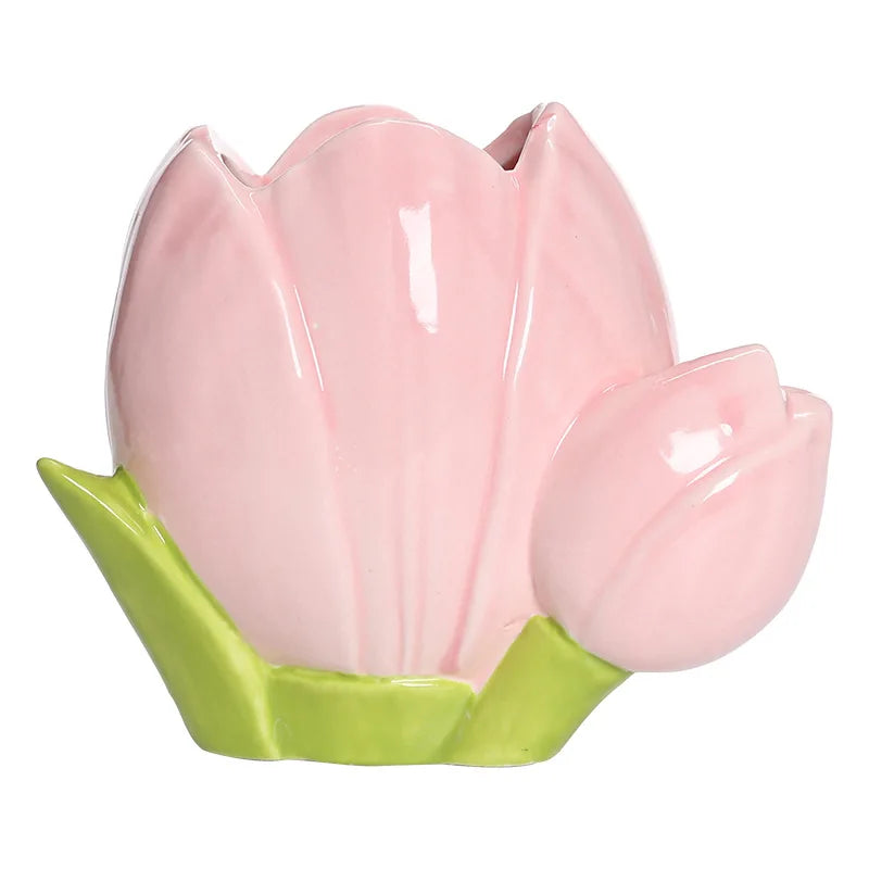 Flower Ceramic Vase Cute Decoration Living Room Flower Arrangement Table Surface Flower Decoration Makeup Pen Storage Bucket