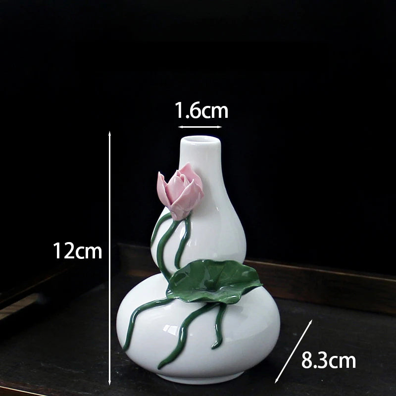 Hand-painted Vase Ornaments Ceramic Mini Flower Inserted Dry Flower Fragrance Bottle Home Desktop Decoration Crafts