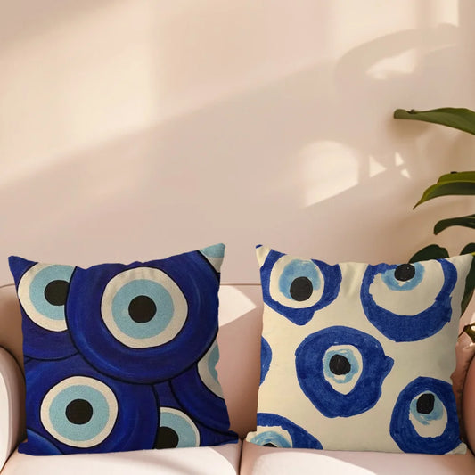 Turkish Lucky Blue Evil Eye Pillow Case For Sofa Bedroom Living Room Office Bedside Table Backrest Cushion Printing Square