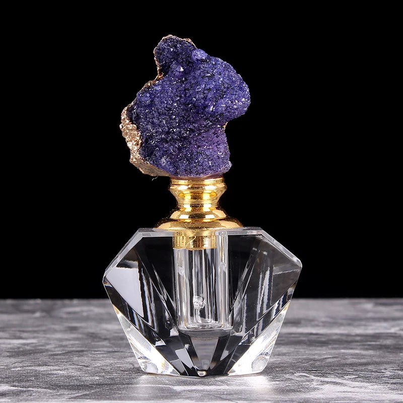 Natural Quartz Agate Crystal Perfume Bottle Refillable Essential Oil Smear Bottle Valentine's Day Gifts Wedding Favors Souvenir