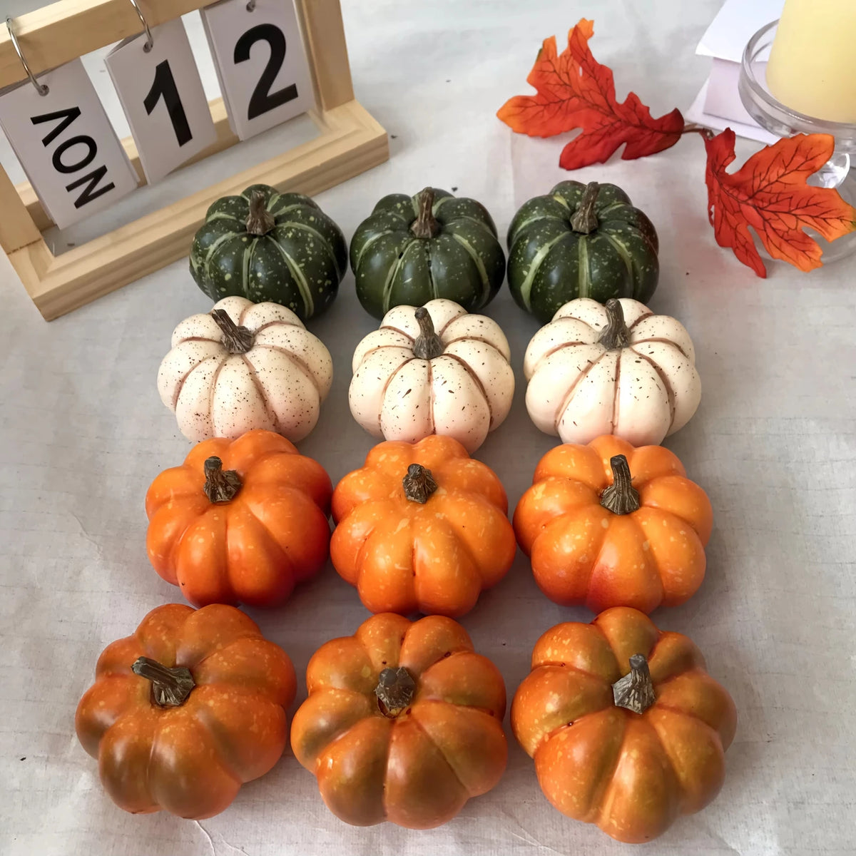 Autumn Mini Pumpkin Decor Set – 9 Pieces