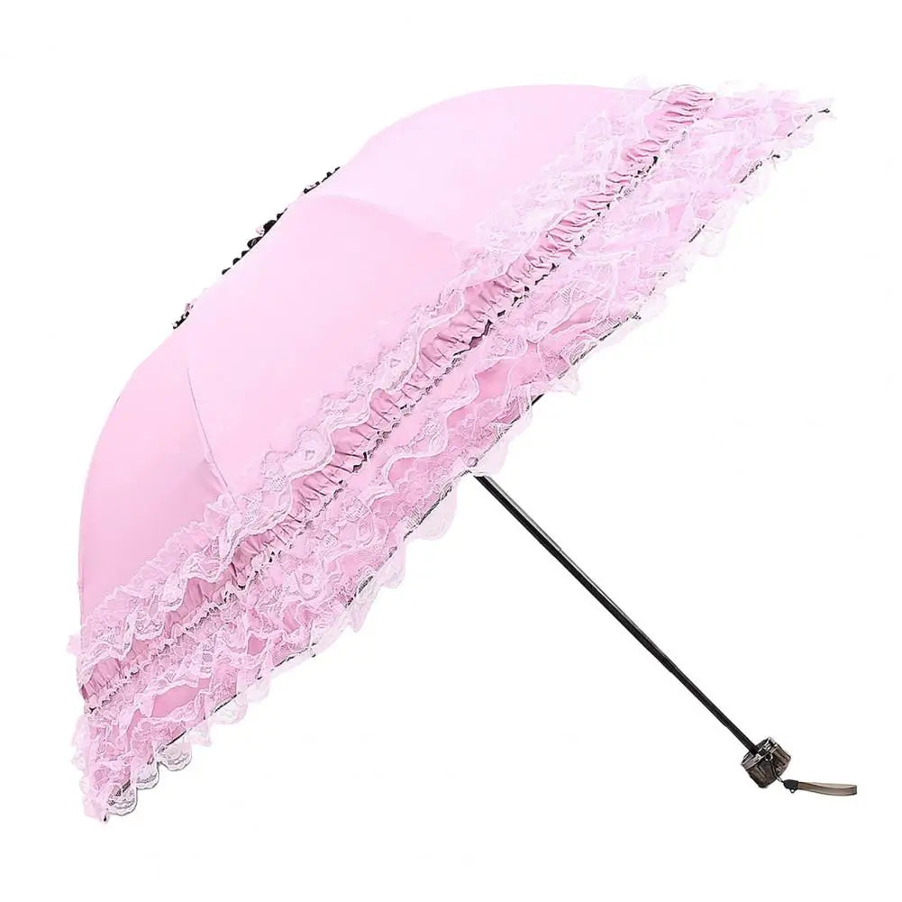 Vintage Lace Parasol Uv Protection Folding Umbrella Stylish Lace Folding Umbrella for Sun Protection Rain Lightweight Portable