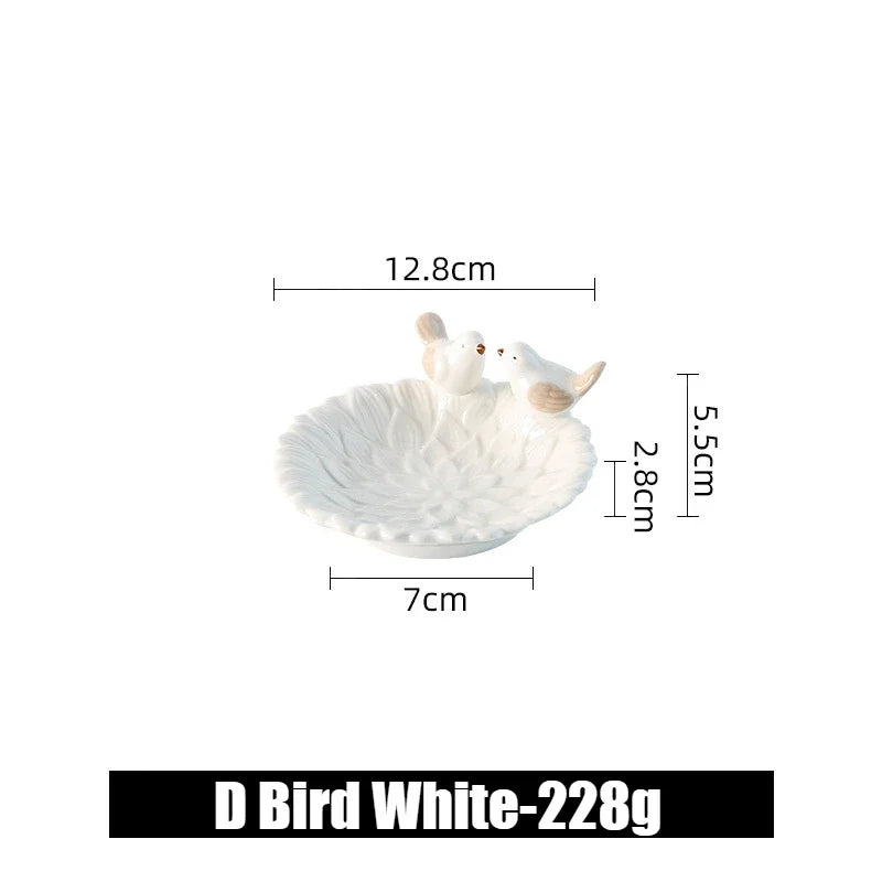 Cute Bird Tray Ceramic Jewelry Storage Trays Creative Shelf Dim Sum Dessert Plate Home Decor Tea Table Desktop Decoration Bowl