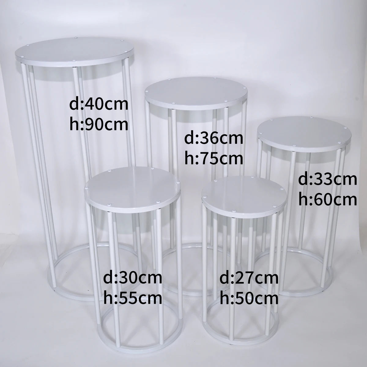 White Cylinders Cake Table Party Wedding Decoration Cylindrical Cloth Cover Stand Dessert Bar Photograph Background