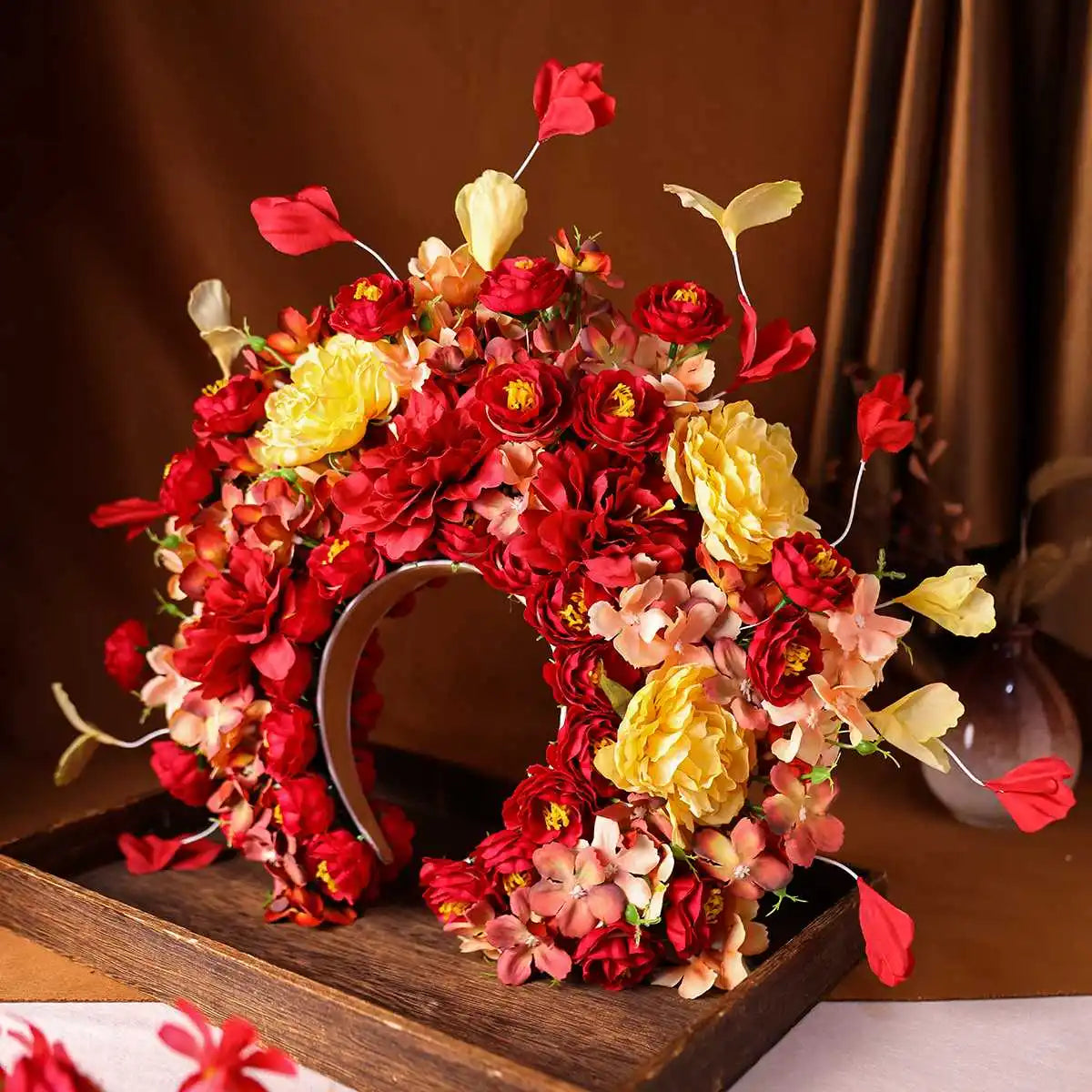 Women Girl Hair Accessories Headband Festival Big Flower Crown Wreath Decoration For The Hair Wedding Party Bride Headwear ﻿