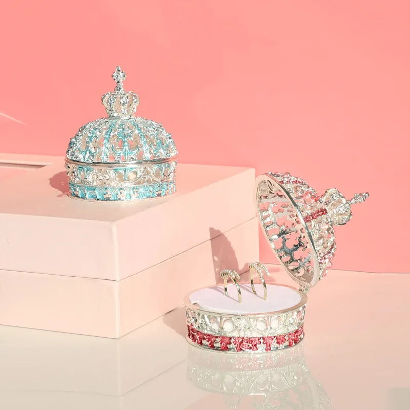 European Creative Jewelry Box Crown Ring Holder Wedding Proposal Gift for Women Earrings Necklace Storage