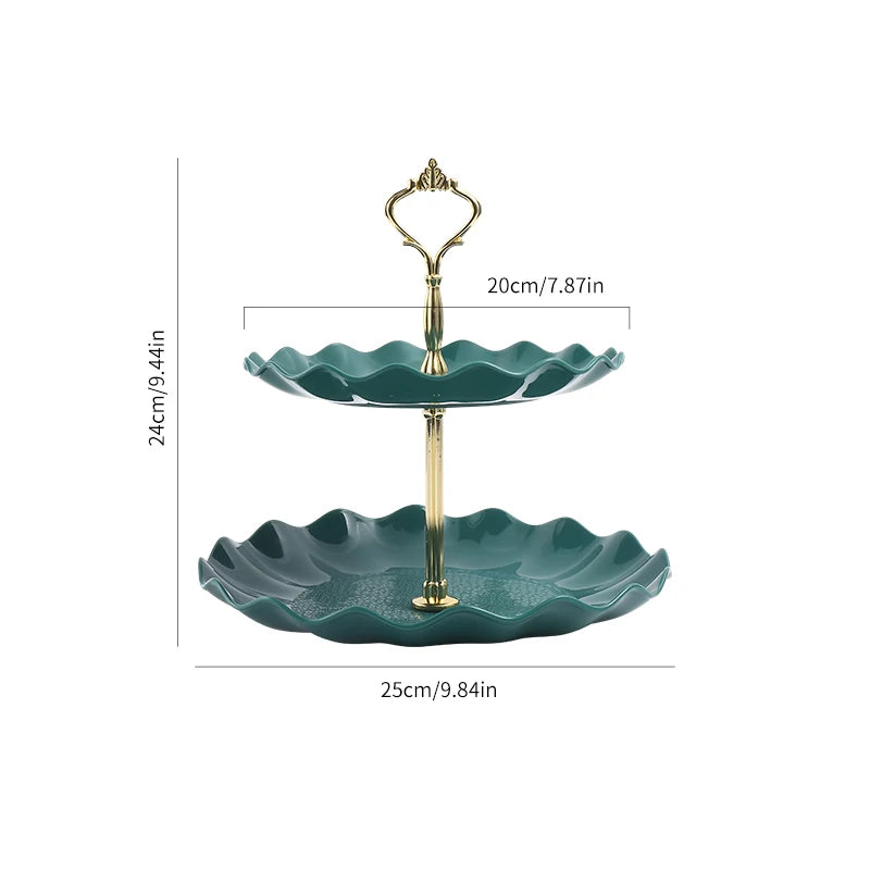 Double layer cake candy stand round wedding party fruit plate display home decoration tray table exquisite