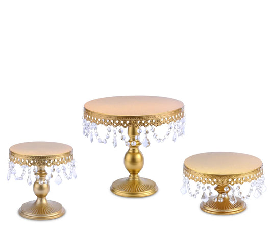 3 sets Gold Metal Cake Stand Set, 8/10/12Inch Round Cake Stand, Cupcake Display Stand, Dessert Table Display Stand for Wedding