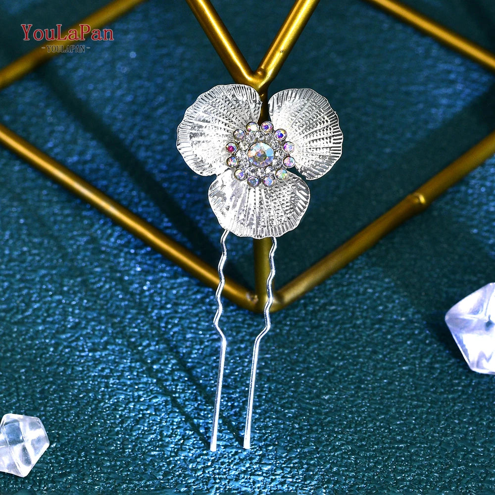 TOPQUEEN U Hair Pins Wedding Hair Accessories Rhinestone Headpieces Ladies Hairs Accessories Korean Women Hair Comb HP103-1