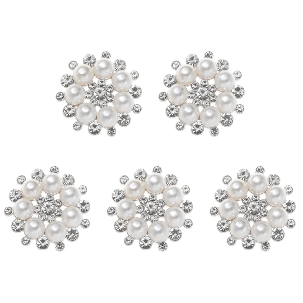 5Pcs Apparel  Accessories Bag Hairpin Rhinestone Buttons Sewing Buttons Crystal Glass Stone Pearl Flower Buttons