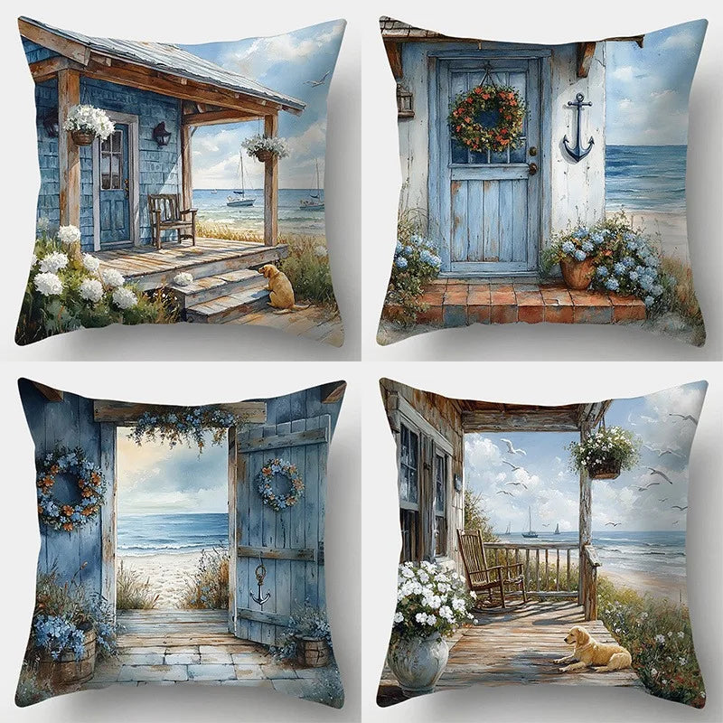Ocean Theme Polyester PillowcaseSuitable for sofa car bedroom decorative cushion cover pillow cover