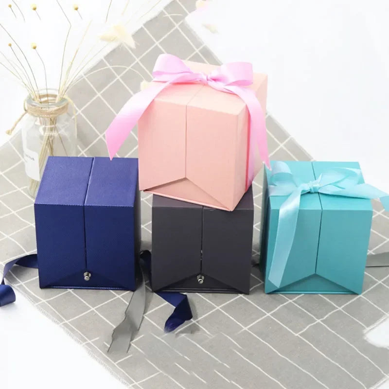 Preserved Eternal Rose Jewelry Box Ring Earrings Necklace Gift Storage Box With Bag Wedding Birthday Gift for Girlfriend Women