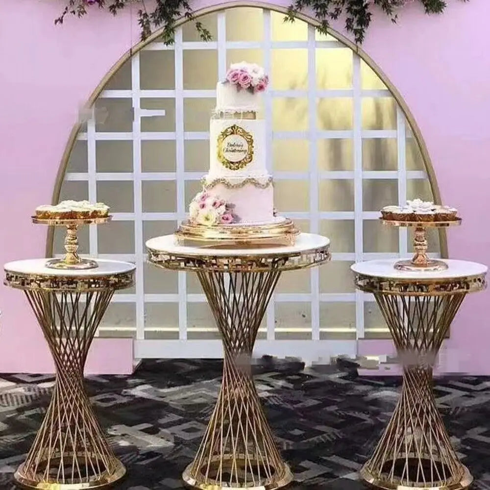 Luxury Wedding Decoration French Gold Dessert Table Cylinder Flower Stand Cake Holder For Party Banquet Hall Site Layout Props