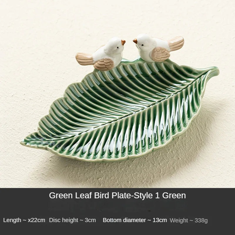 New Cute Bird Dim Sum Tray Ceramic Jewelry Storage Tray Creative Shelf Dim Sum Tray Home Tea Table Desktop Decoration Gifts