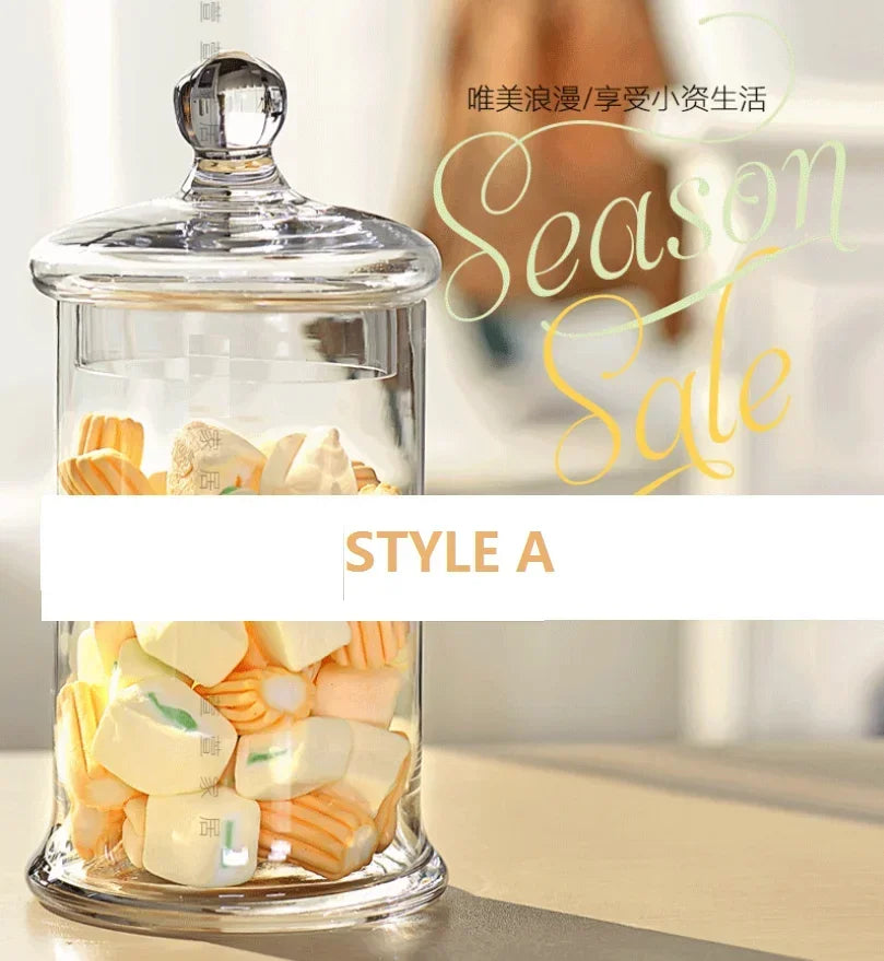 Crystal Wedding Decor Transparent Glass Crafts Three Styles Candy Jars Grain Storage Bottle