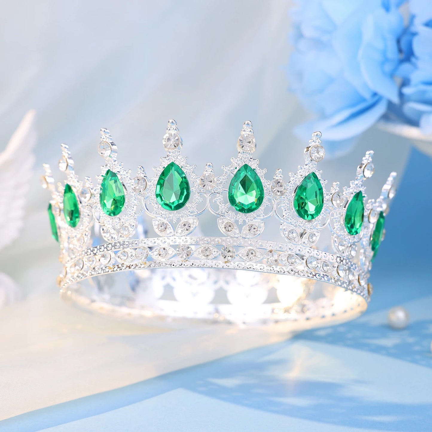 Fashion Crystal Rhinestone Round Tiaras And Crowns For Bride Women Queen Princess Diadems Girls Wedding Hair Accessories