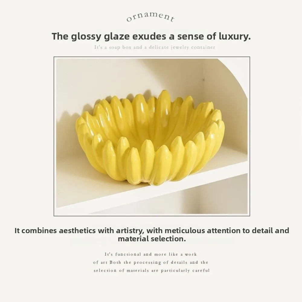 Tableware Ceramic Banana Shaped Storage Tray Durable Exquisite Dessert Plate Creative Fruit Tray Restaurant