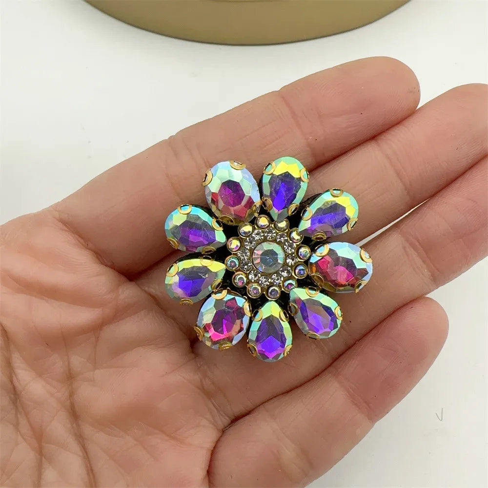 10PCS  Handmade flower shape beaded patches for clothing DIY rhinestone sequins Sew on appliques for clothes