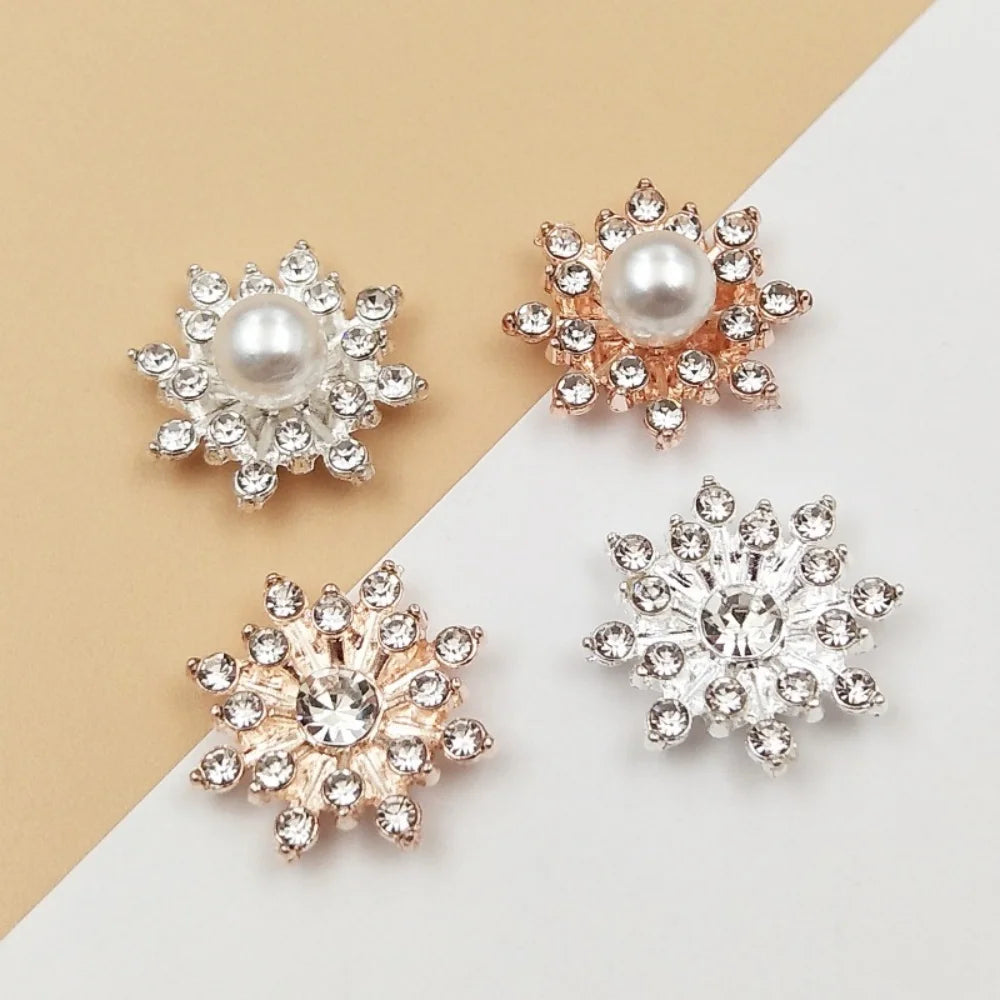 10Pcs/set Pearl Rhinestone Flower Jewelry Accessories Hair Making DIY Jewelry Findings Accessories 15X15mm
