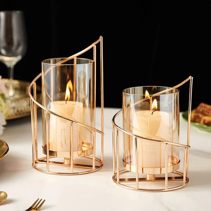Elegant Gold Metal Candle Holders