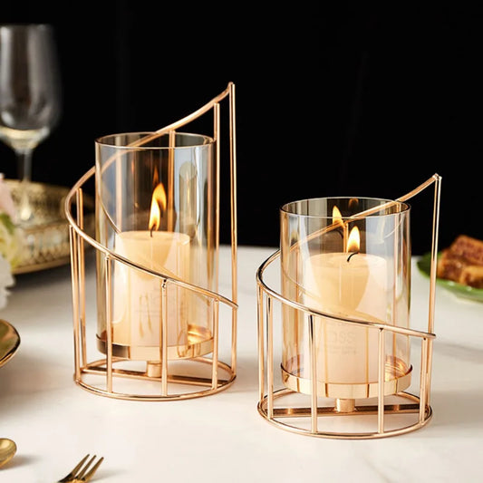 Elegant Gold Metal Candle Holders