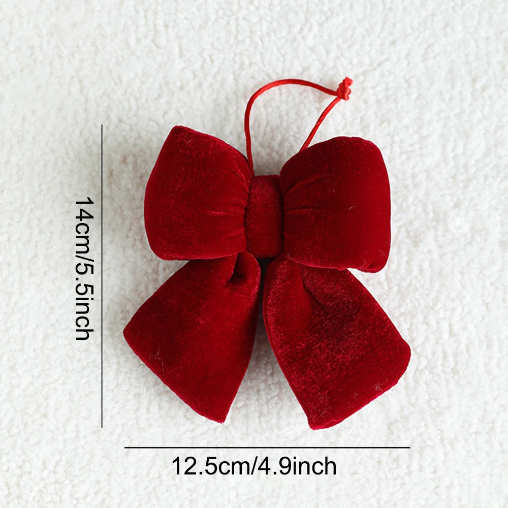 Christmas Red Velvet Bows Xmas Tree Ornaments for Christmas Home Decorations Wreath Stairs Railing Decors New Year Gift Supplies