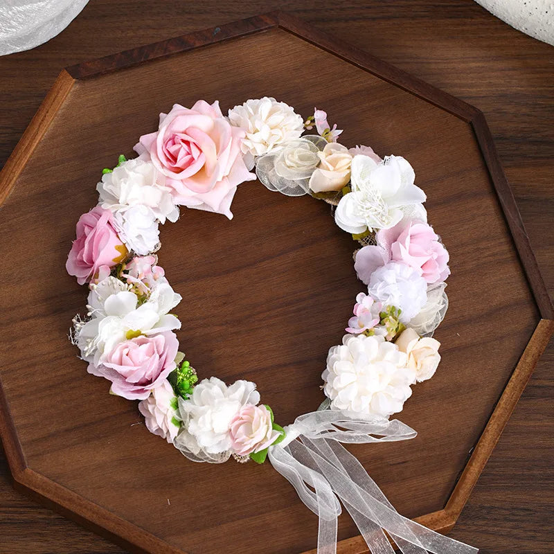Women Girl Hair Accessories Headband Festival Big Flower Crown Wreath Decoration For The Hair Wedding Party Bride Headwear ﻿