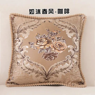 Flowers Embroidery Cushion Cover Embossed Pillowcases Bead String Jacquard Cushion Covers for Living Bedroom Home Decor 48x48cm