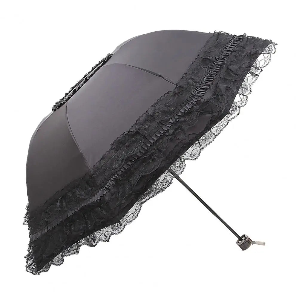 Vintage Lace Parasol Uv Protection Folding Umbrella Stylish Lace Folding Umbrella for Sun Protection Rain Lightweight Portable