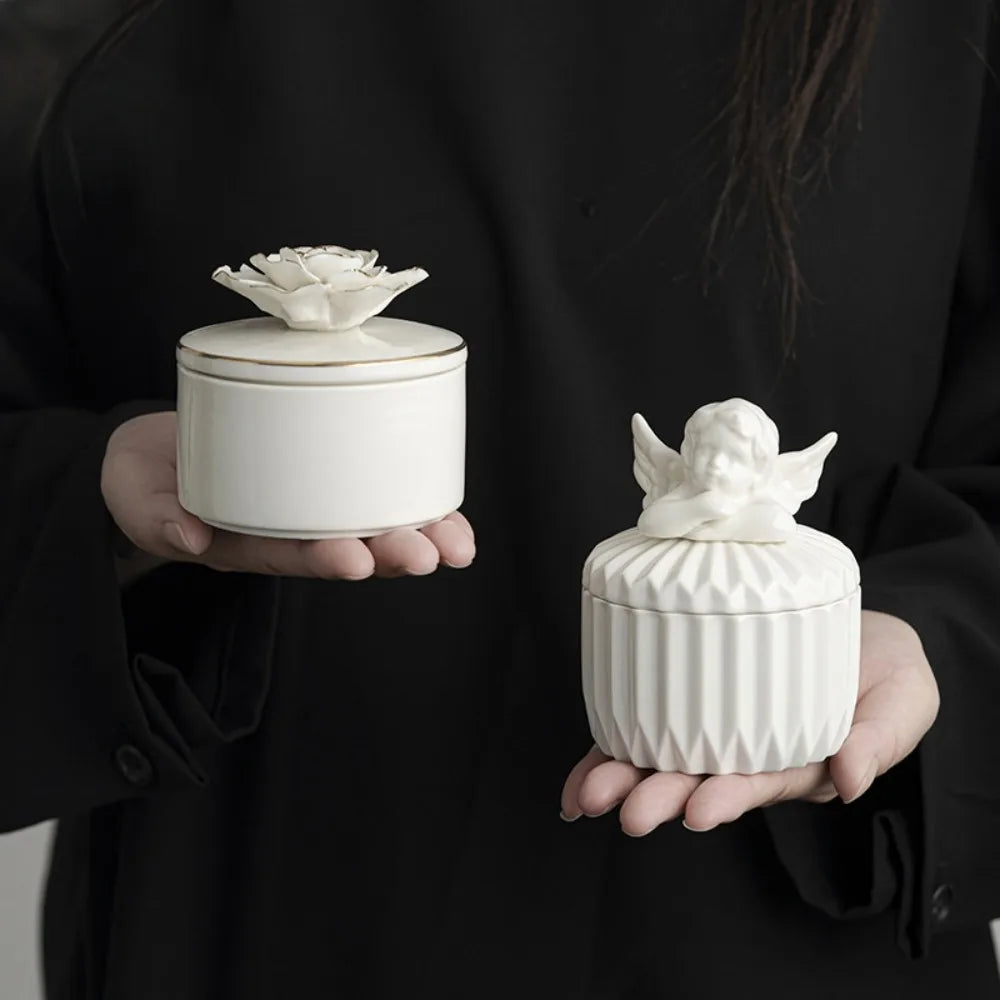 Handmade Gardenia Fragrance Nordic Angel Fresh Aromatherapy Ceramic Candle Cup Home Interior Decor Ornament  Crafts Deodorize