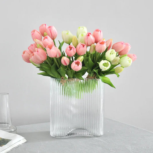 5pcs/Bouquet Mini New Silicone Tulip 25cm Artificial Flower Real Touch Fake Plant Bouquet for Wedding Decoration Home Garen