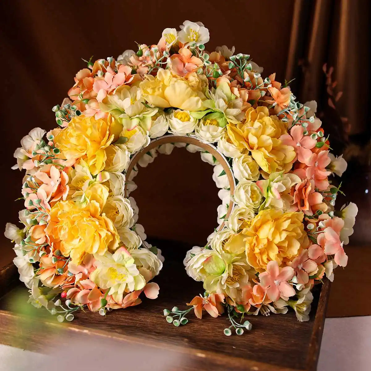 Women Girl Hair Accessories Headband Festival Big Flower Crown Wreath Decoration For The Hair Wedding Party Bride Headwear ﻿